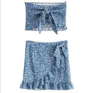 Goodnight Macaroon 2 piece blue floral set